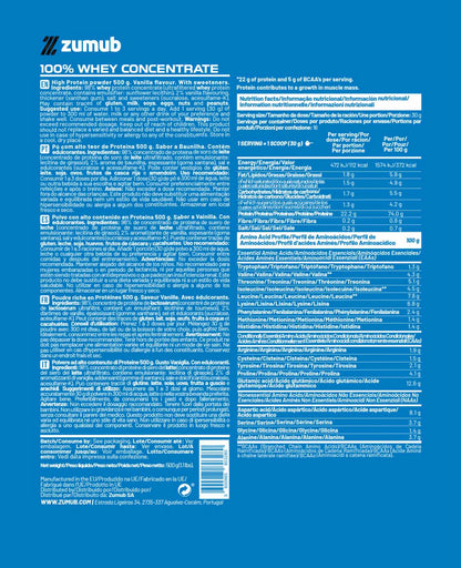 Zumub 100% Whey Concentrate 500 G  - Vainilla_1