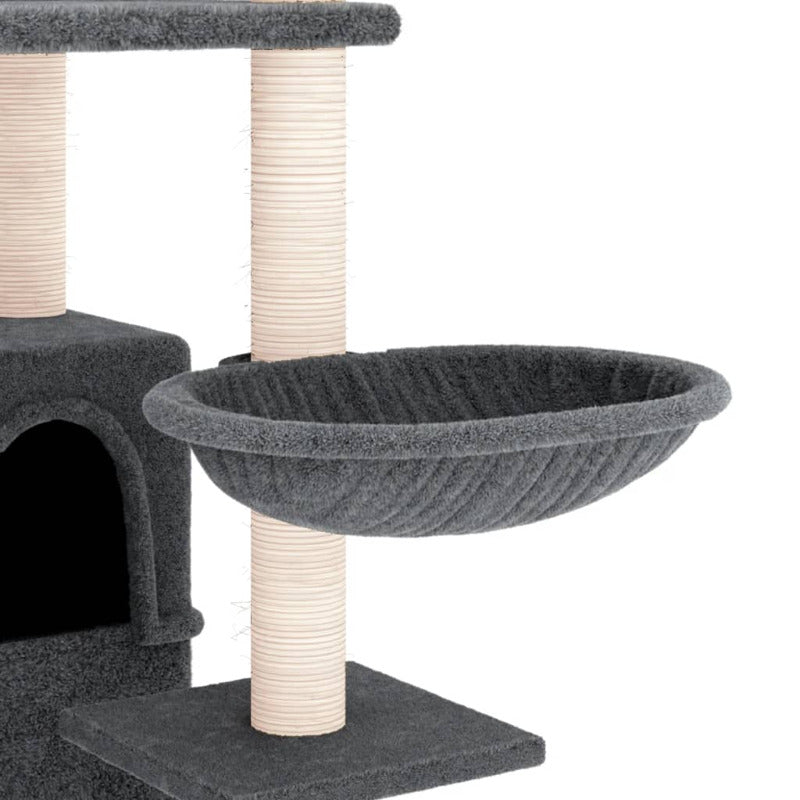 Vidaxl Rascador Para Gatos Con Postes De Sisal Gris Oscuro 175 Cm_5
