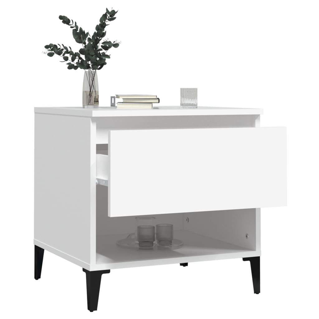 Mesa Auxiliar Madera Contrachapada Blanco 50x46x50 Cm_3