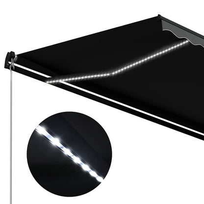 Toldo Retráctil Manual Con Led Gris Antracita 300x250 Cm_5