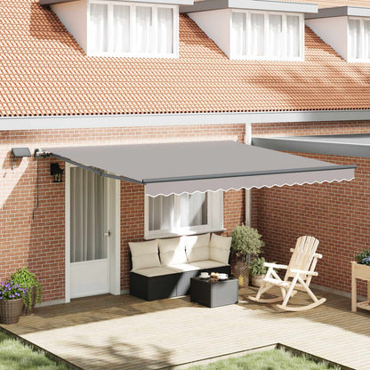 Toldo Retráctil Gris Claro 400 X 350 Cm Tela Y Aluminio_1