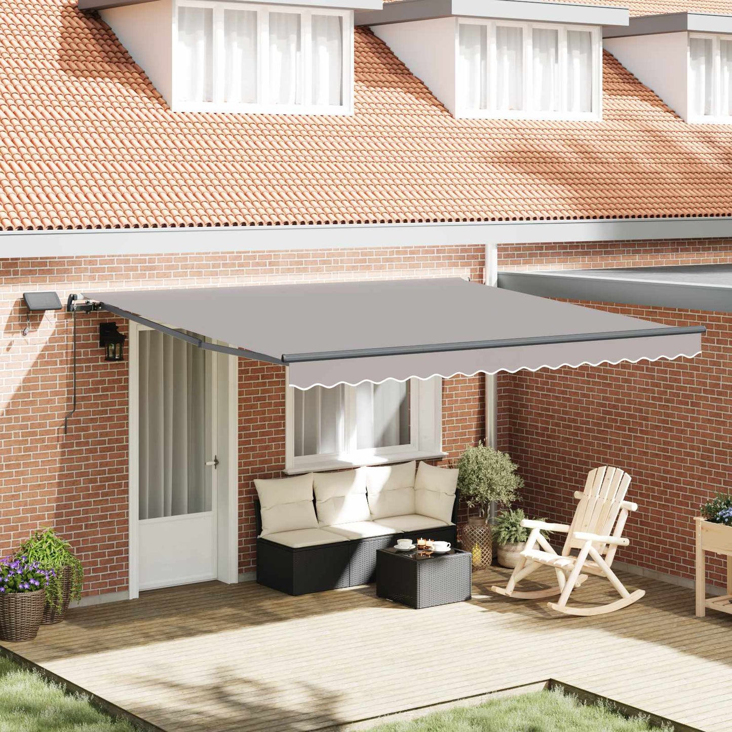 Toldo Retráctil Gris Claro 400 X 300 Cm Tela Y Aluminio_1