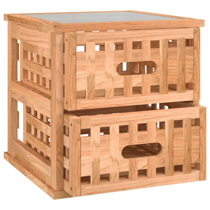 Mesitas De Noche 2 Uds Madera Maciza De Nogal 34x34x34 Cm_3