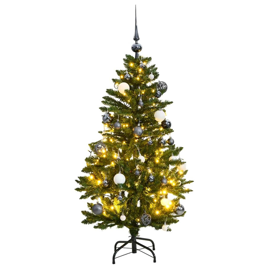 Vidaxl Árbol Navidad Artificial Con Bisagras 150 Led Y Bolas 120 Cm_0