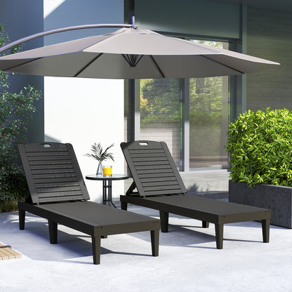 Outsunny Pack De 2 Tumbonas De Jardín Exterior Respaldo Ajustable Negro_1