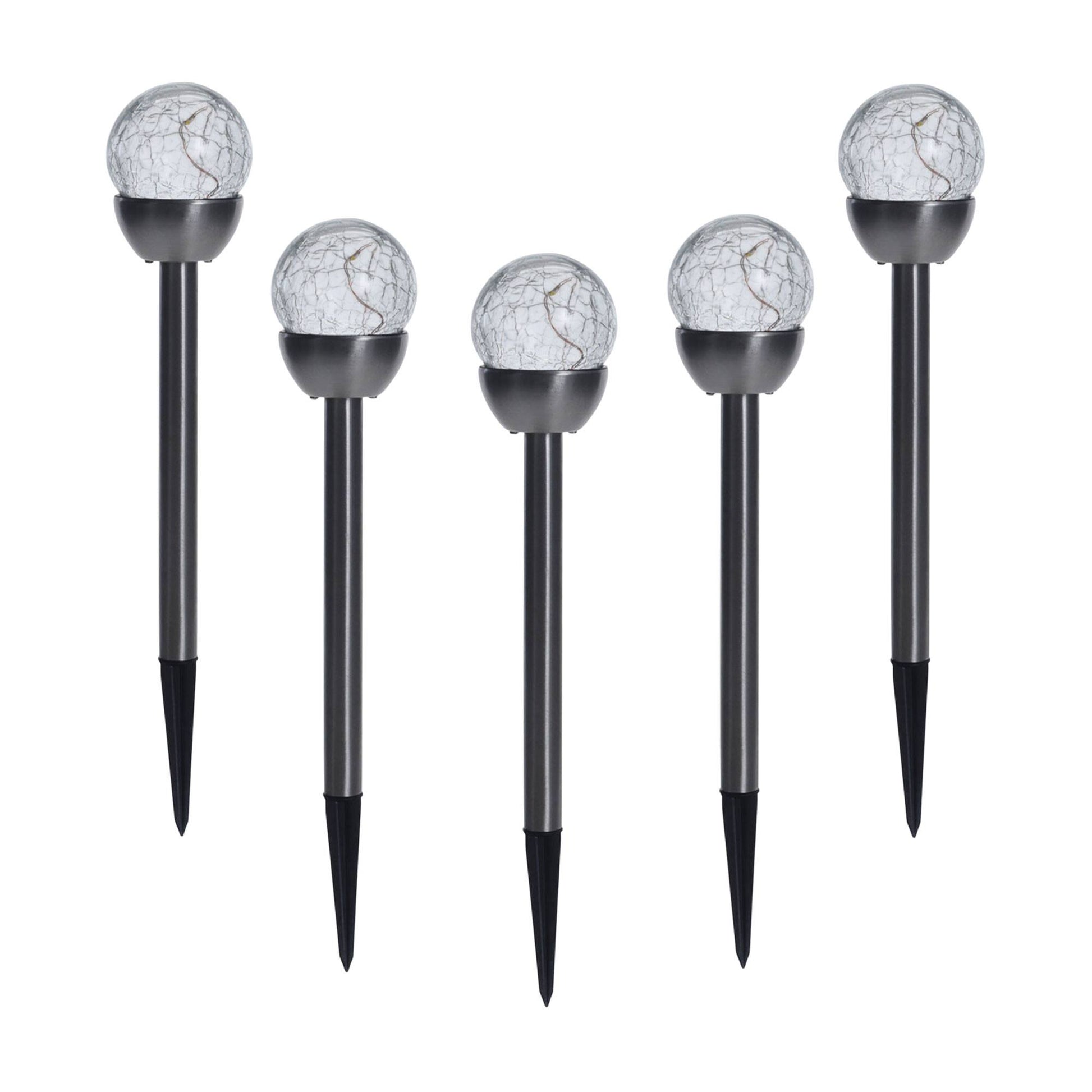 Well Home Juego De 5 Luces Solares En Acero Inoxidable Ø6cm