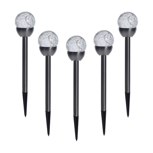 Well Home Juego De 5 Luces Solares En Acero Inoxidable Ø6cm