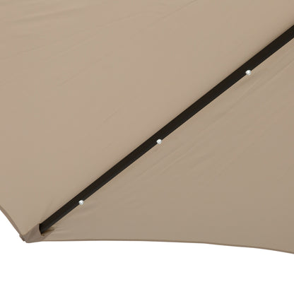 Outsunny Sombrilla De Jardín Ø268x238 Cm Con 24 Luces Led Solar Crema_3