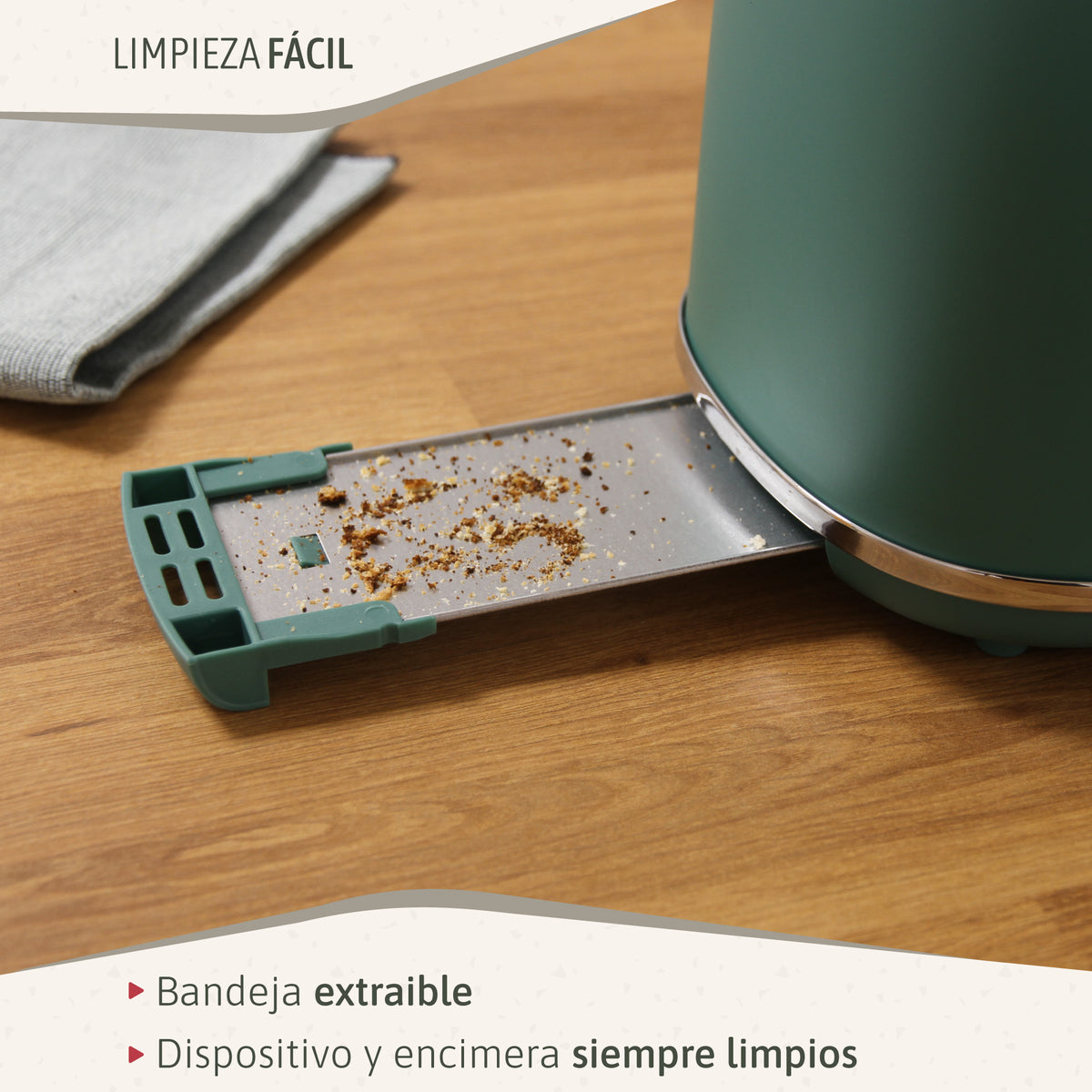 Briebe Nordic Tostadora Pan Ranura Ancha, Tostador 2 Rebanadas, 6 Niveles Tostado, Calientapanecillos, Ta1166gre, Verde_5