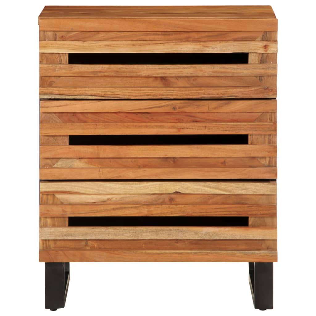 Mesita De Noche Madera Maciza De Acacia 50x34x62 Cm_0