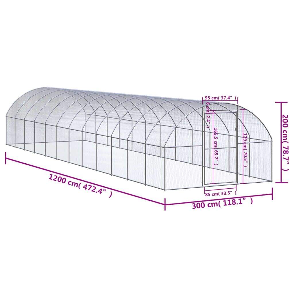 Vidaxl Gallinero De Exterior De Acero Galvanizado 3x12x2 M_2