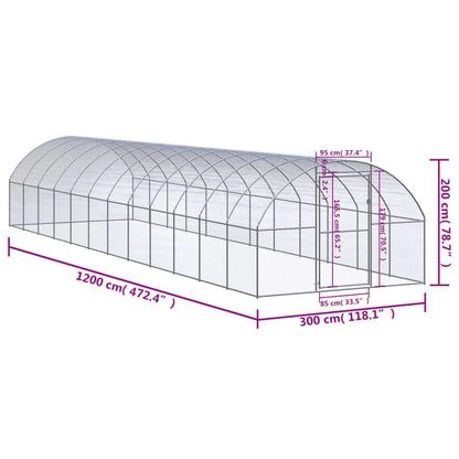Vidaxl Gallinero De Exterior De Acero Galvanizado 3x12x2 M_2