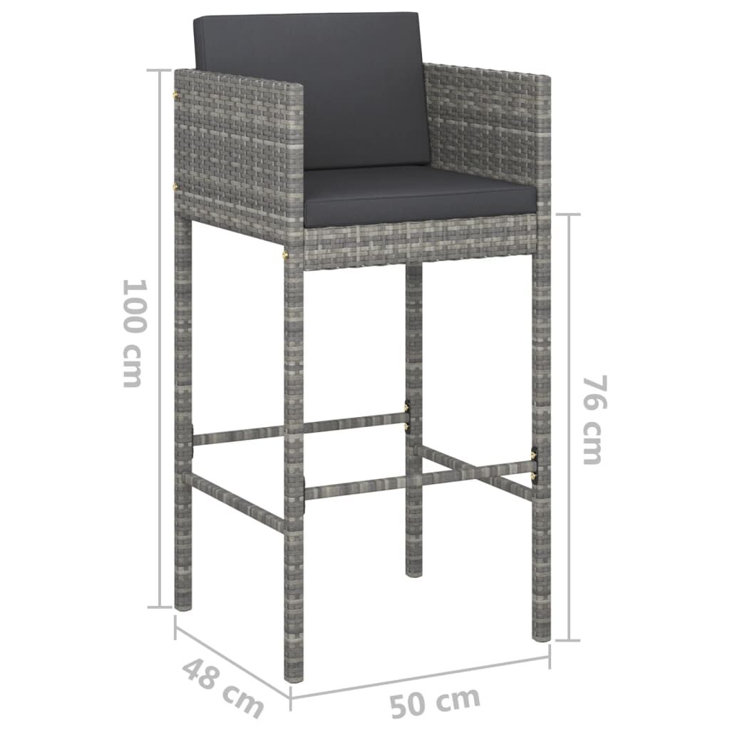 Vidaxl Taburetes De Cocina Con Cojines 4 Unidades Ratán Sintético Gris_2