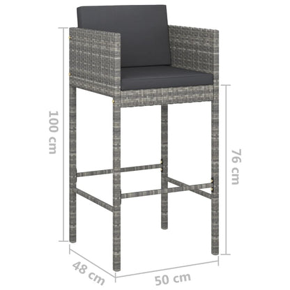 Vidaxl Taburetes De Cocina Con Cojines 4 Unidades Ratán Sintético Gris_2