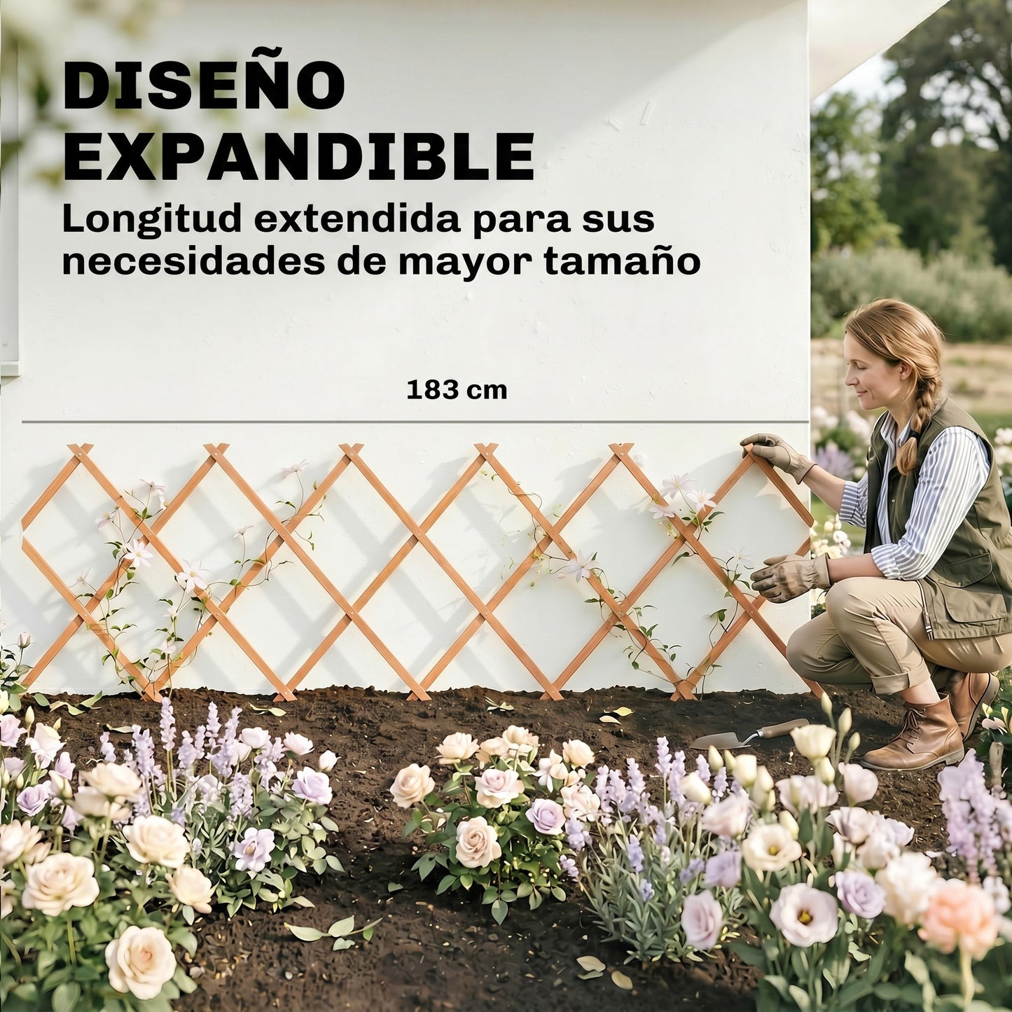 Outsunny Enrejado De Jardín De Madera Extensible_3