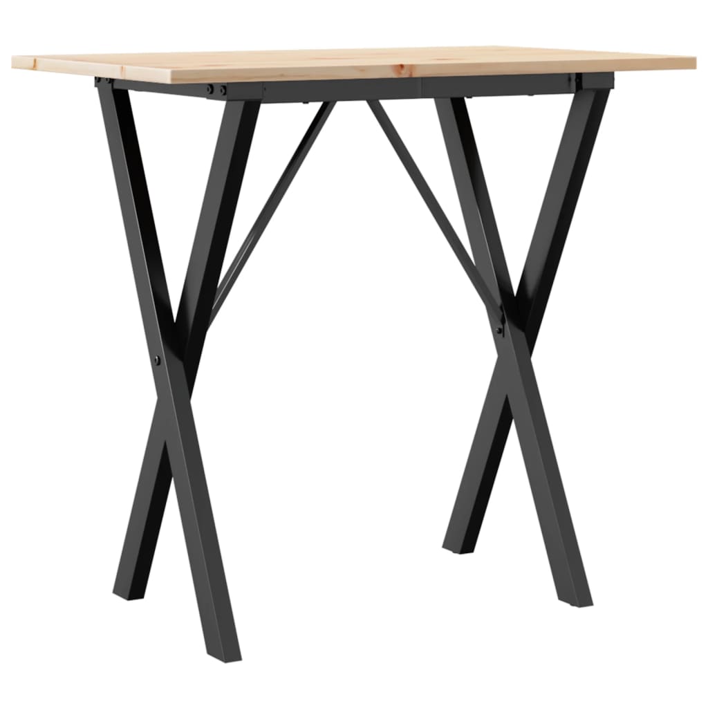 Mesa De Comedor Marco X Madera Maciza Pino Y Acero 80x50x75 Cm_4