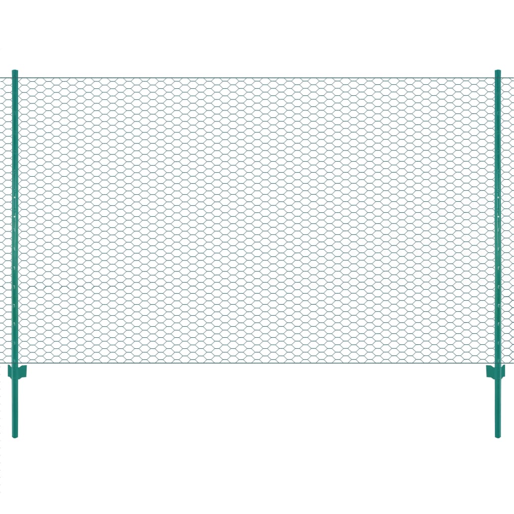 Valla De Malla De Alambre Con Postes De Acero 25x1,5 M Verde / Vetonek_0