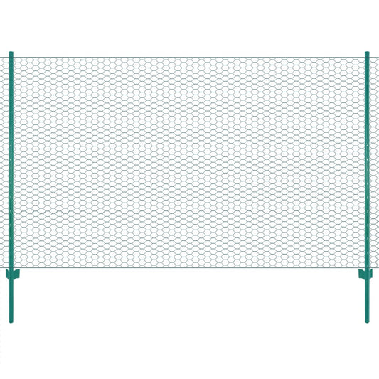 Valla De Malla De Alambre Con Postes De Acero 25x1,5 M Verde / Vetonek_0