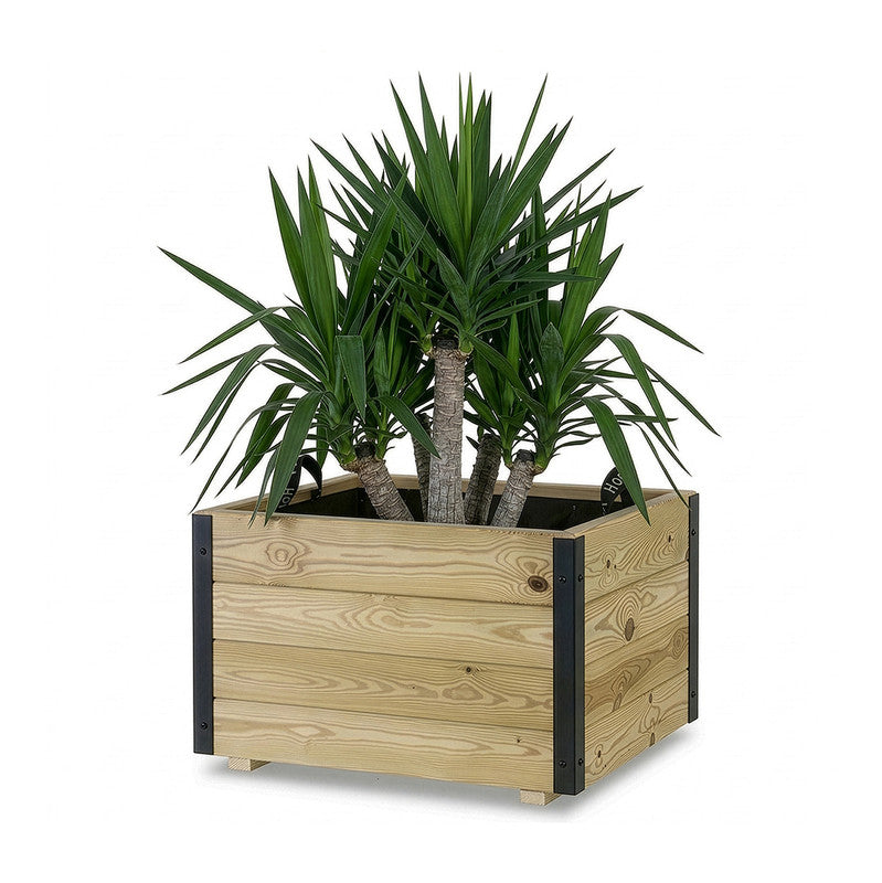 Jardinera De Madera Con Refuerzo De Aluminio 60x60x40 Cm Pun Al Hortalia_0