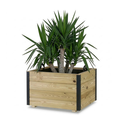 Jardinera De Madera Con Refuerzo De Aluminio 60x60x40 Cm Pun Al Hortalia_0
