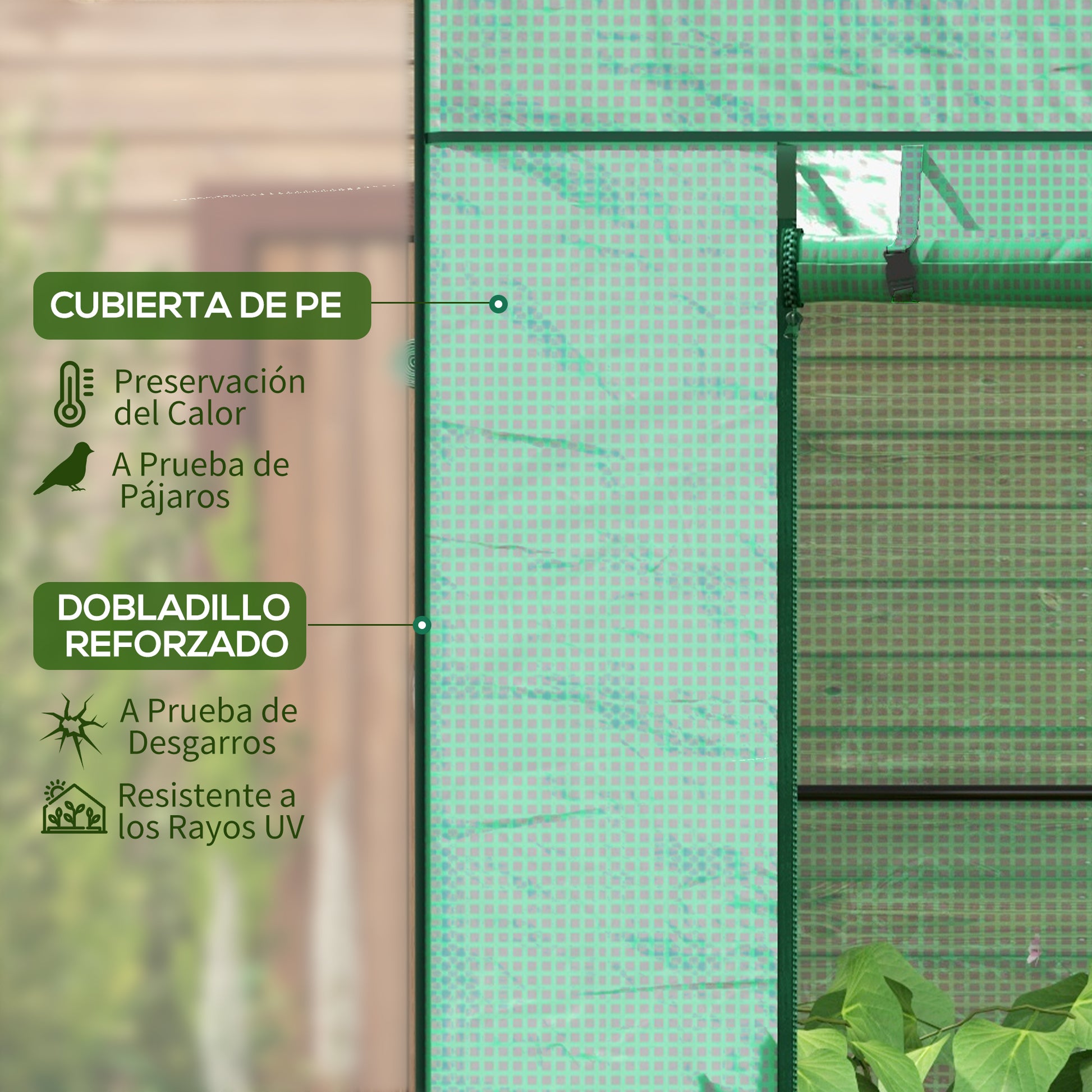 Outsunny Invernadero Pequeño Con Ventanas De Malla 196x77x197 Cm Verde_3