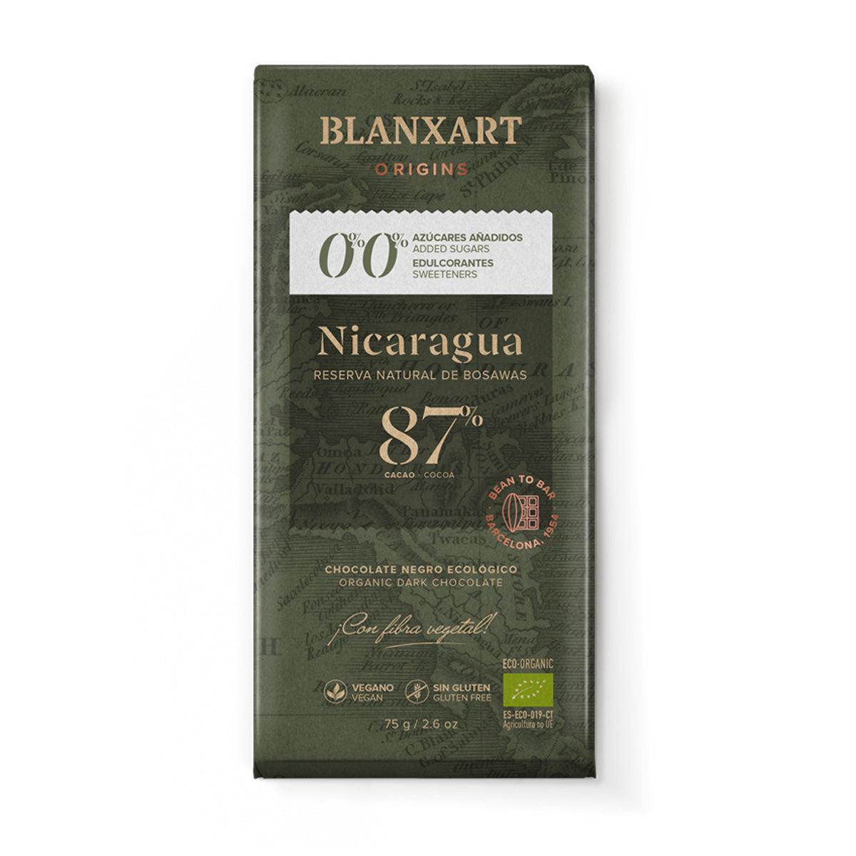 Chocolate Nicaragua 87% sin az./sin edulc.eco Blanxart 75g