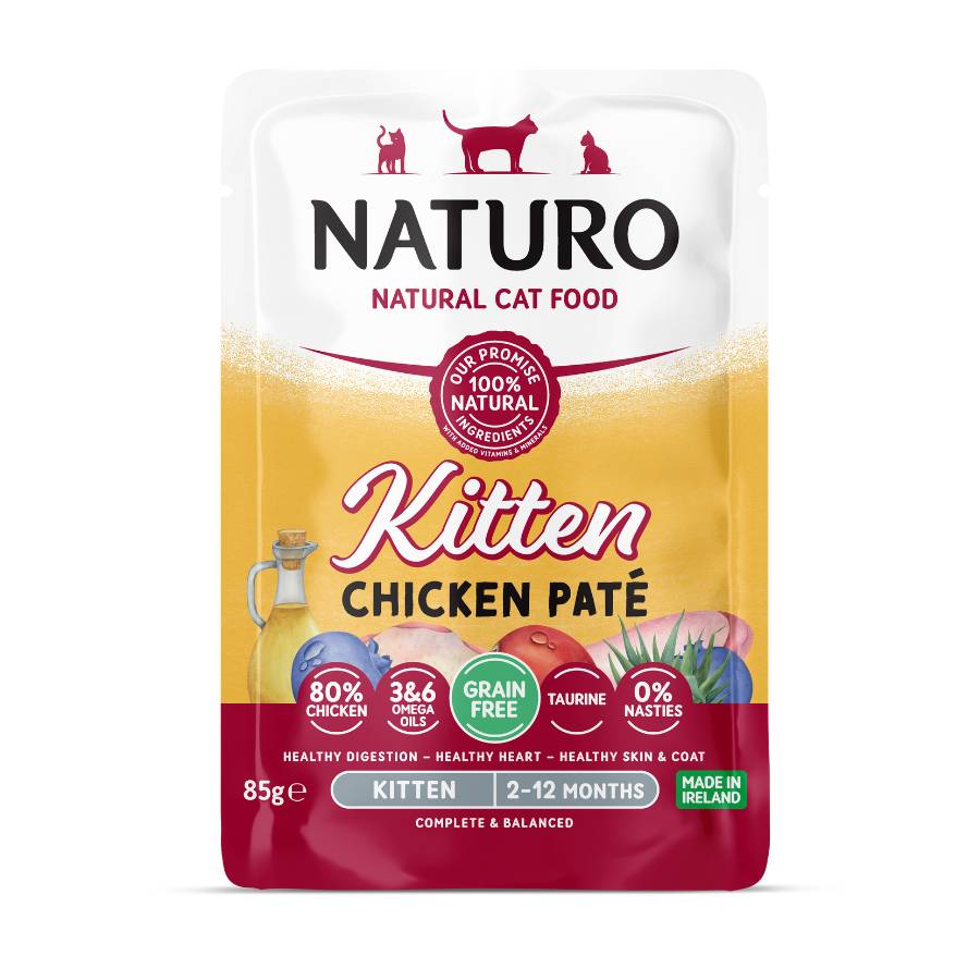 12 Sobres de Comida para Gato Kitten Naturo en Kitten de Pollo 12x85g
