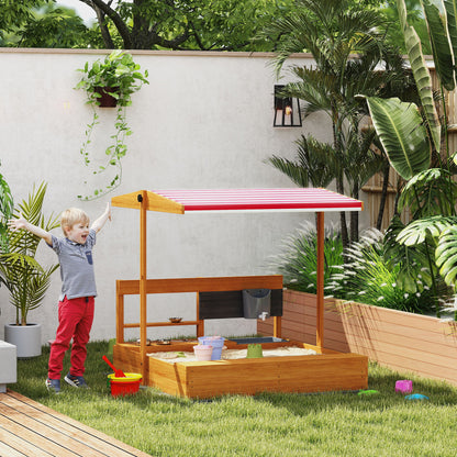 Outsunny Arenero Para Niños De Madera Con Techo Ajustable_1
