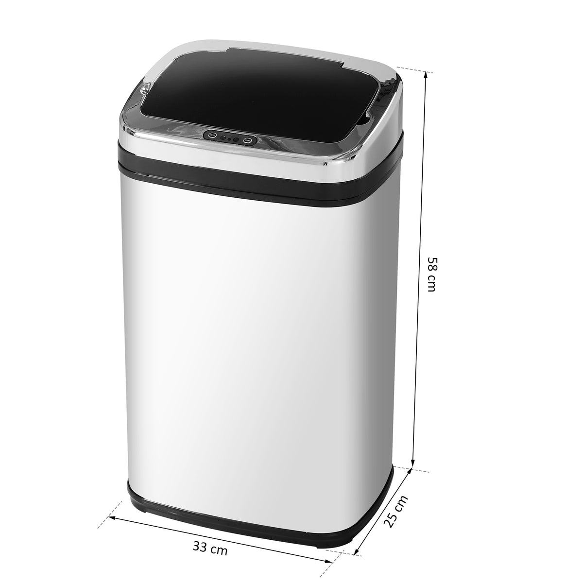 Caixote De Lixo Inteligente Homcom Preto E Prata Abs E Aço Inoxidável 33x25x58cm_2