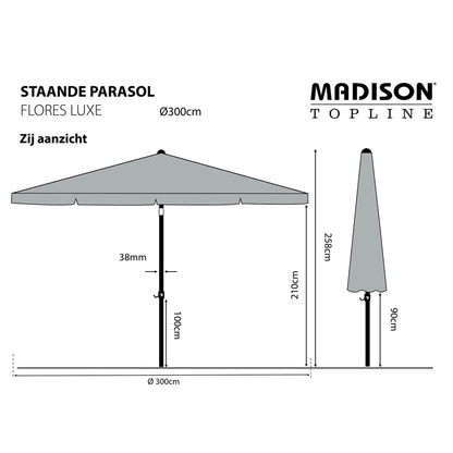 Madison Sombrilla De Jardín Redonda Flores Luxe Taupe 300 Cm_2