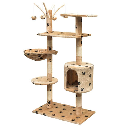 Vidaxl Rascador Para Gatos Poste Rascador De Sisal 125cm Huellas Beige_1