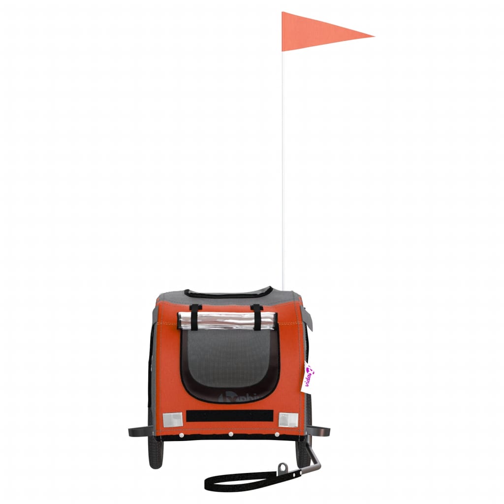 Remolque De Bicicleta Mascotas Hierro Tela Oxford Naranja Gris_3