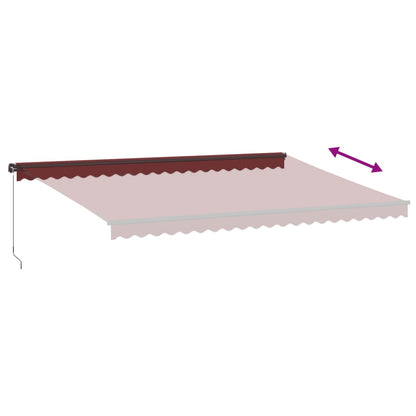 Toldo Retráctil Manual Con Leds Burdeos 500x350 Cm_5