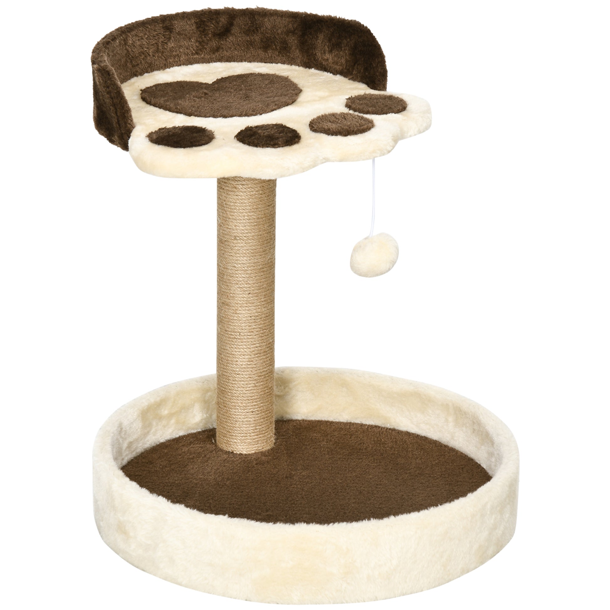 Pawhut Árbol Rascador Para Gatos Altura 44 Cm Con 2 Camas Poste De Yute Marrón_0