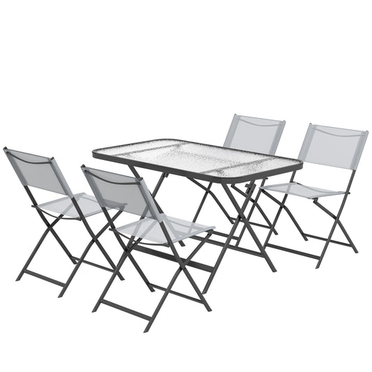 Outsunny Conjunto De Mesa Y 4 Sillas De Jardín Estilo Moderno Para Exterior Gris_0
