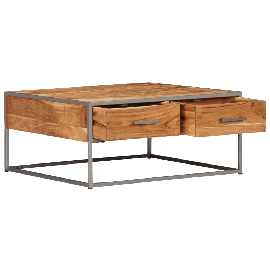 Mesa De Centro De Madera Maciza De Acacia 75x75x35 Cm_4