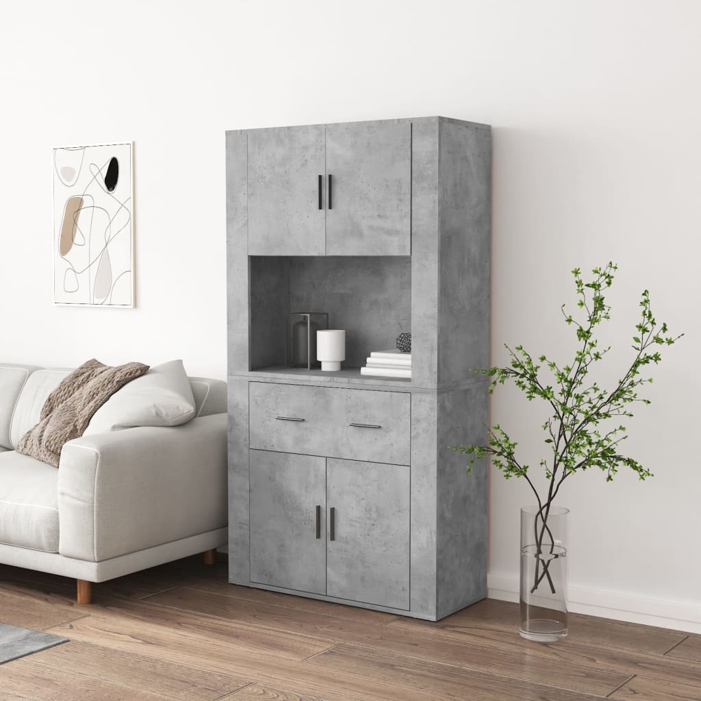 Aparador Alto Madera Contrachapada Gris Hormigón_0