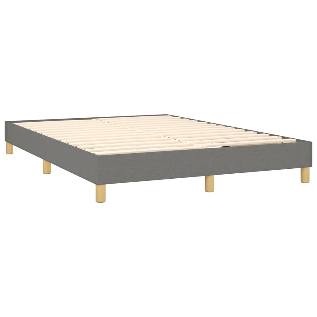 Cama Box Spring Colchón Y Luces Led Tela Gris Oscuro 140x200 Cm / Vetonek_2