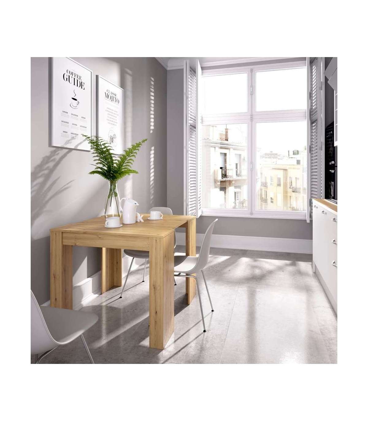 Mesa De Comedor Bailen Multifunción Extensible En Madera Nordic De 77 Cm(alto), 54-101-147-194-240 Cm(ancho), 90 Cm(largo)_5