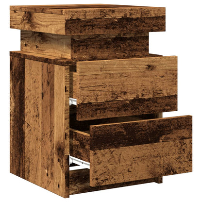 Mesita De Noche Con Led Madera Ingeniería Envejecida 35x39x55cm_4
