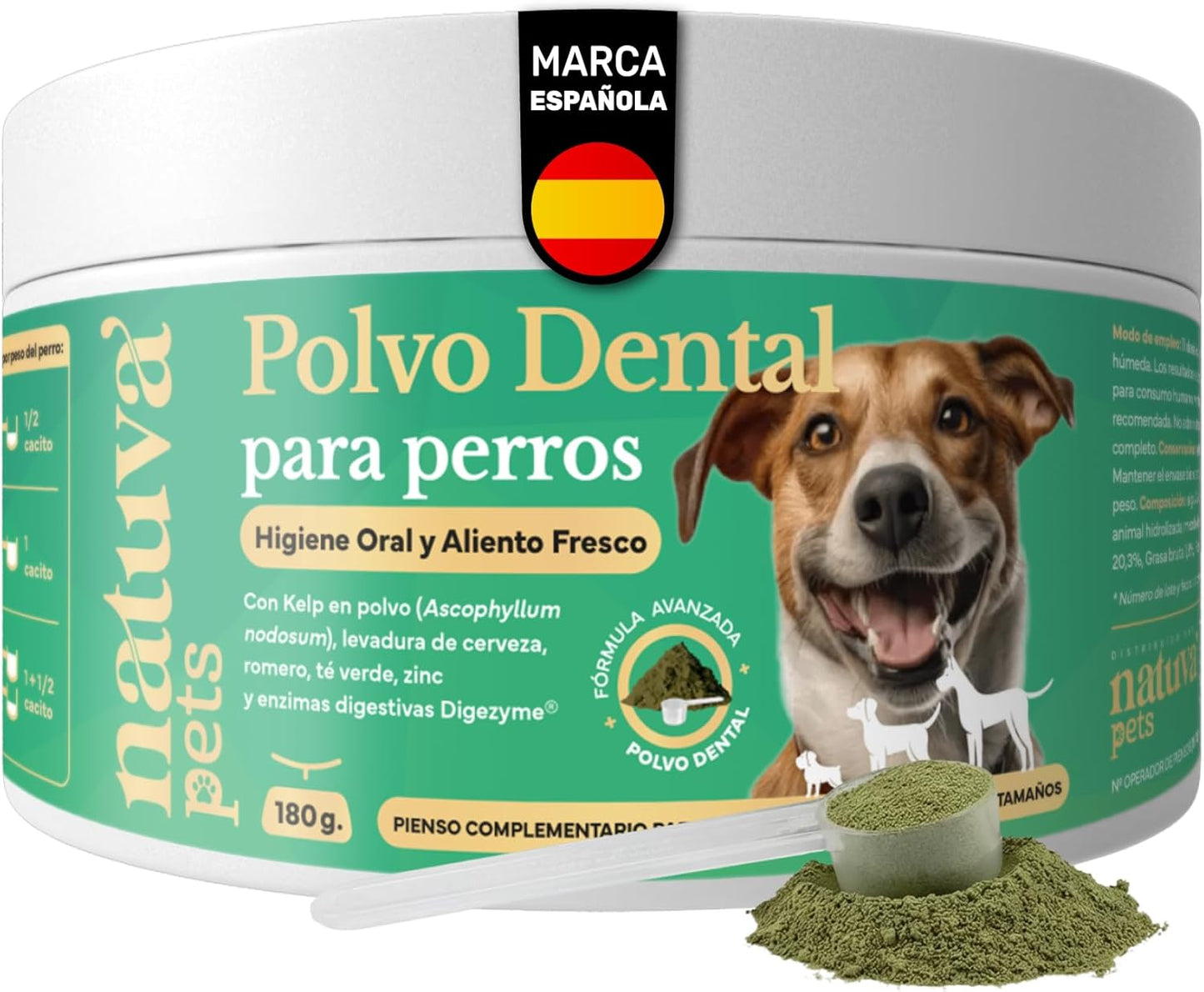 Polvo Dental Para Perros. Higiene Bucal. Suplemento Para Mascotas. 180 Gramos. Natuva Pets_0