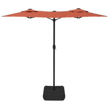 Vidaxl Sombrilla Doble De Jardín Con Luces Led Terracota 316x145 Cm_4