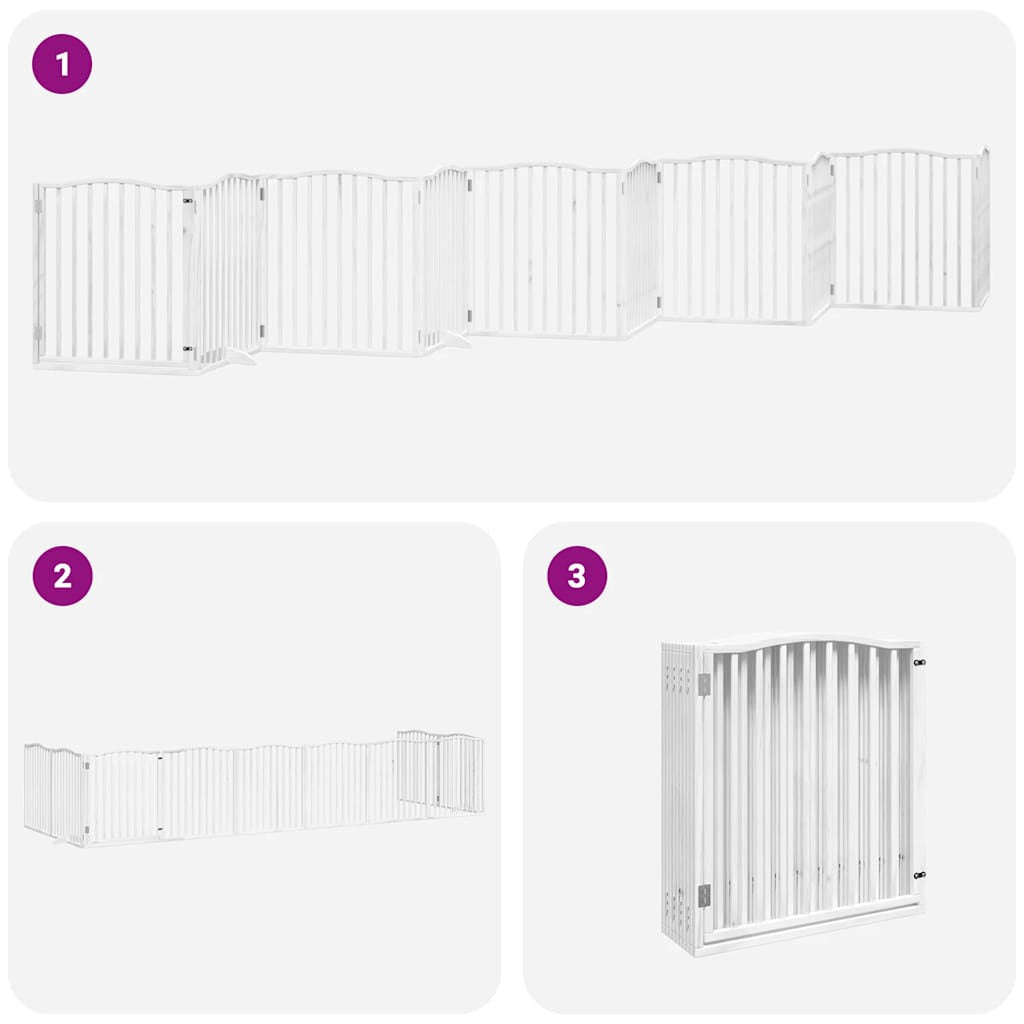Vidaxl Puerta De Perros Plegable 10 Paneles Madera Álamo Blanca 800 Cm_4