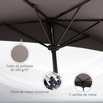 Outsunny Sombrilla Parasol Jardín Con Manivela Semicircular Exterior 269x138x236_4