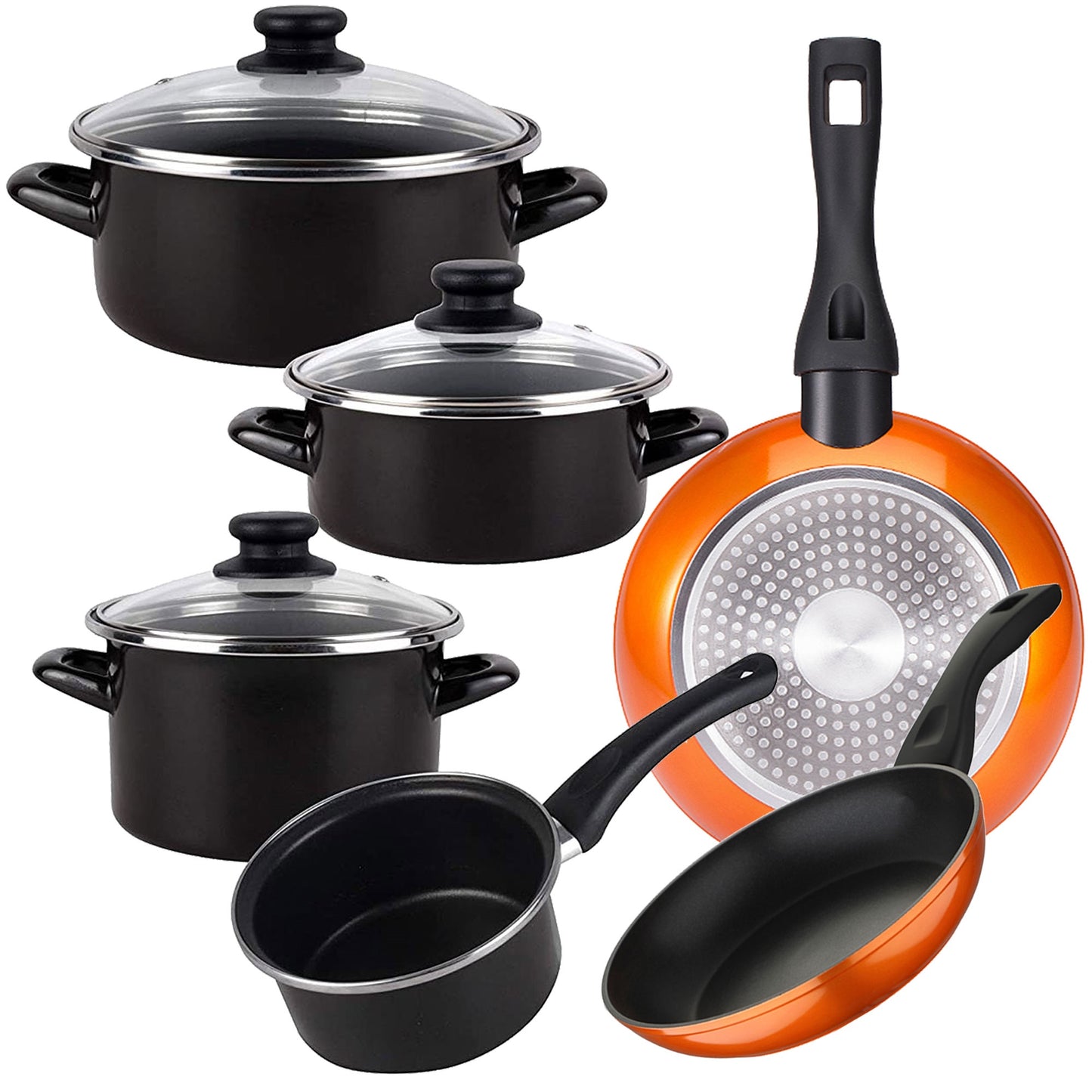 Bateria De Cocina 7 Piezas Magefesa Kenia De Acero Vitrificado Con Juego De Sartenes (20/24 Cm) Bergner Neon Classic En Aluminio Forjado_0