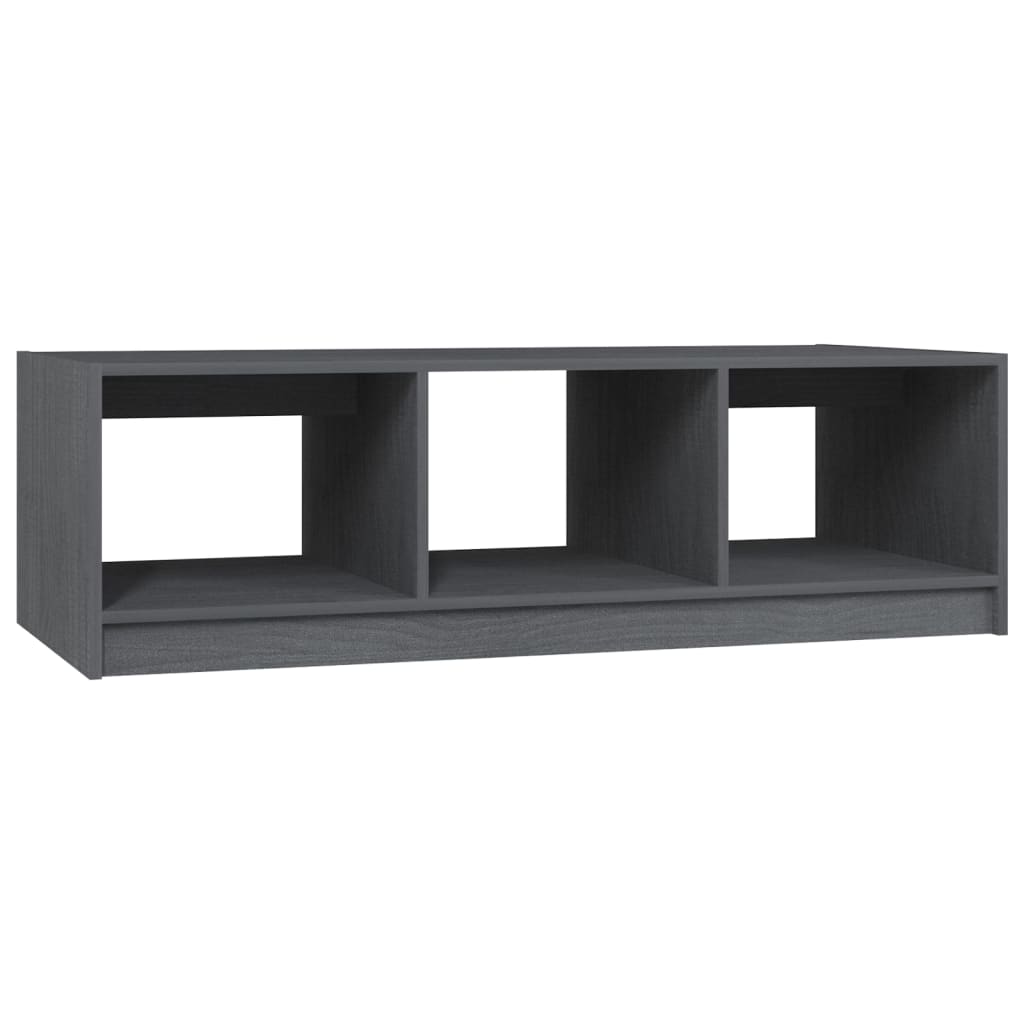 Mesa De Centro De Madera Maciza De Pino Gris 110x50x34 Cm_0