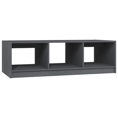Mesa De Centro De Madera Maciza De Pino Gris 110x50x34 Cm_0