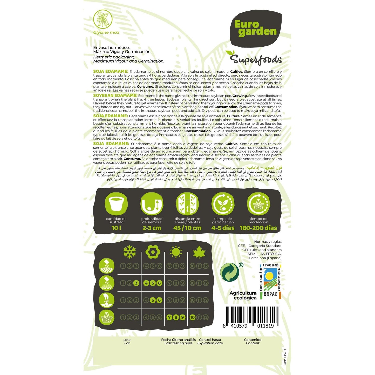 Semillas de Soja Summer Shell Edamame ecológicas Vitalfoods