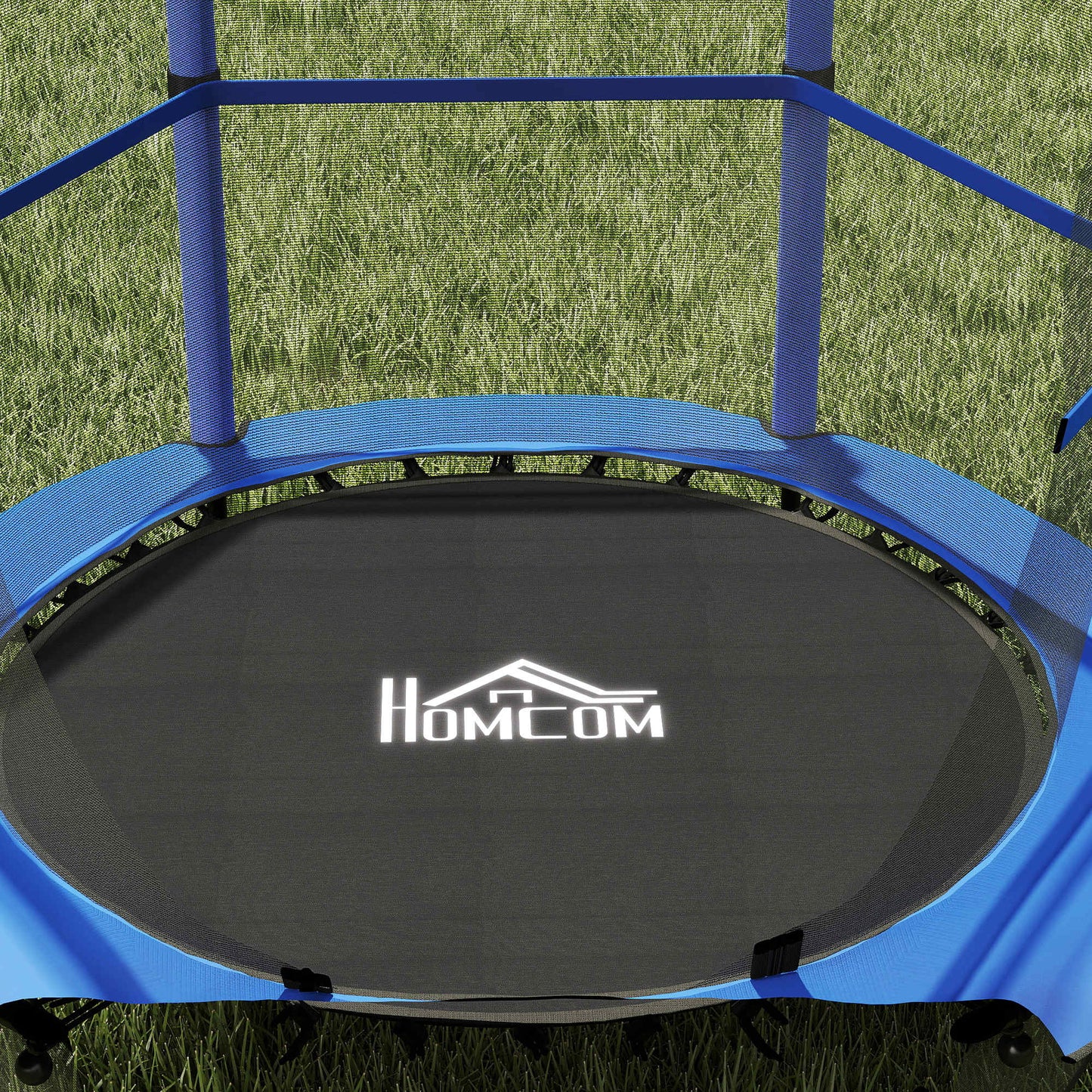 Homcom Cama Elástica Infantil Ø140 Cm Con Red De Seguridad Azul Y Negro_3