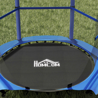 Homcom Cama Elástica Infantil Ø140 Cm Con Red De Seguridad Azul Y Negro_3